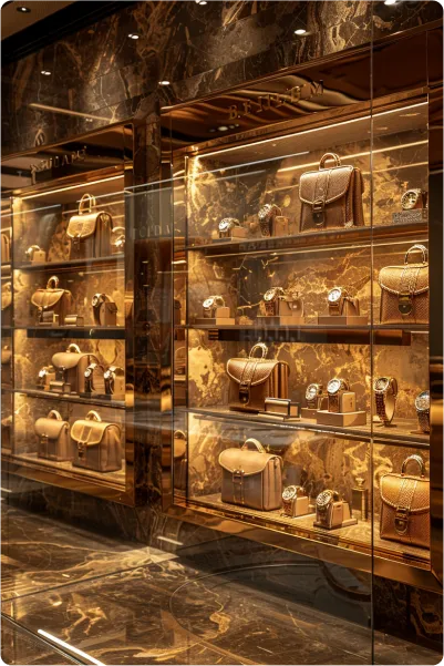 a picture of bags from a luxury shop