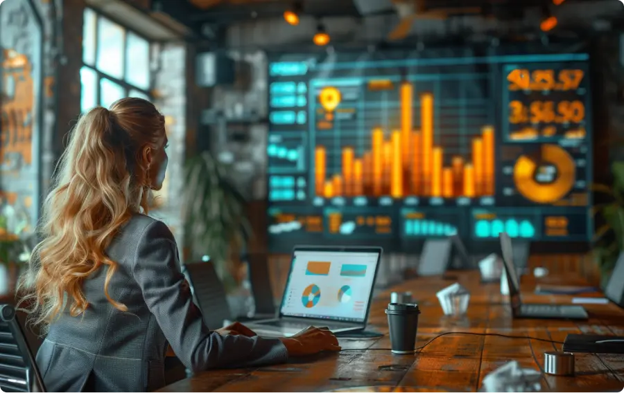 a woman working on a computor