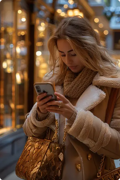 a woman looking at her phone