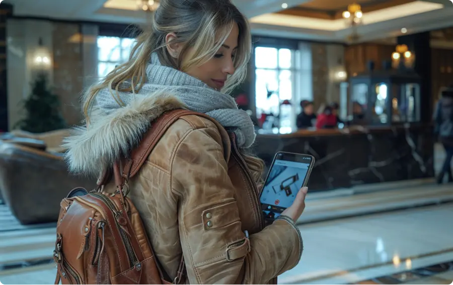 a woman looking at her phone