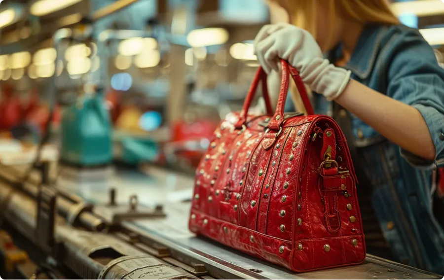 a woman holding a bag