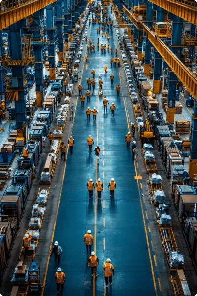 an aisle in a warehouse